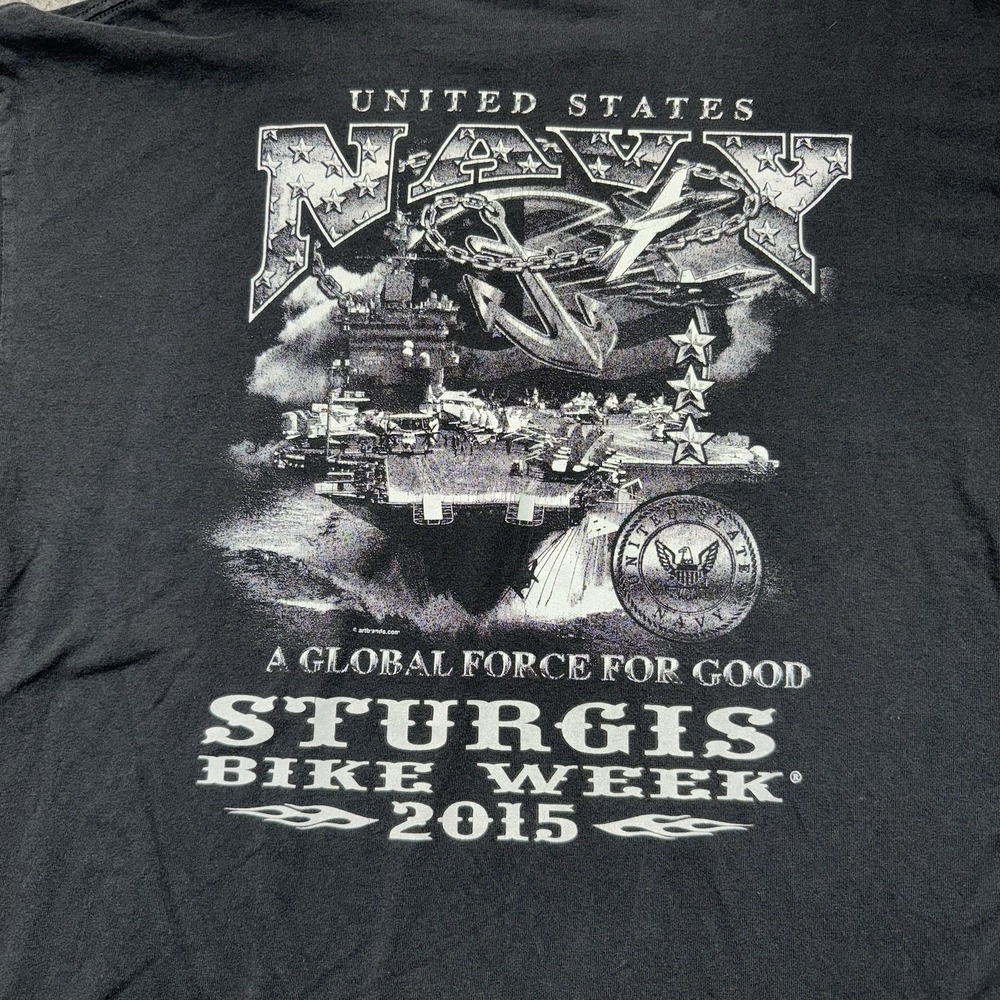 Sturgis Bike‎ Week 2015 United States Navy T-Shirt Mens XL/2XL Black Biker